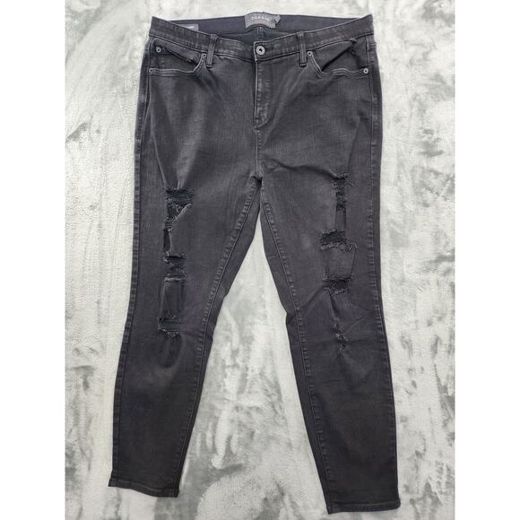 Torrid Jeans Womens 18R Black Distressed Sky High Skinny Stretch Denim Ripped - Picture 1 of 12